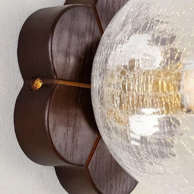 Traditionelle französische Kugel-Wandleuchte aus Eschenholz und Glas mit 1 Licht für das Schlafzimmer 