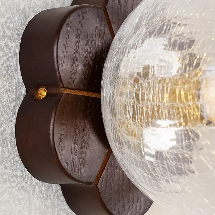 Traditionelle französische Kugel-Wandleuchte aus Eschenholz und Glas mit 1 Licht für das Schlafzimmer 