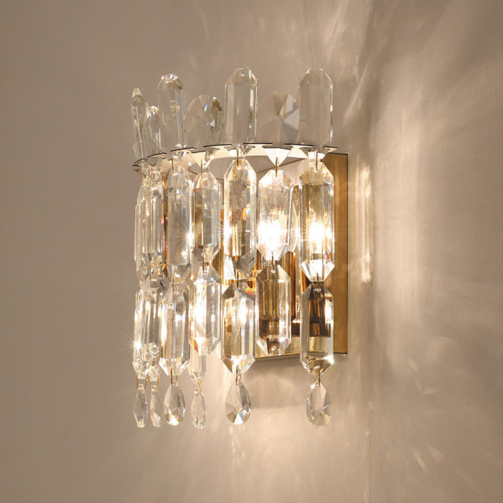 Modern Luxury Metal Crystal 2-Light Water Drop Wall Sconce Lamp for Living Room
