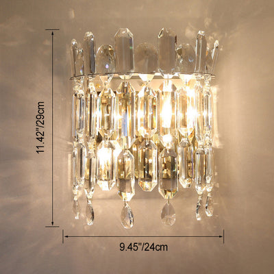 Modern Luxury Wall Sconce – 2-Light Metal & Crystal Water Drop Lamp for Living Room