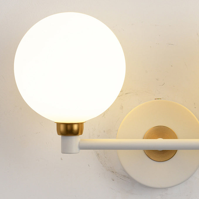 Applique murale minimaliste moderne – Lampe à globe en fer et verre à 2 lumières pour chambre 