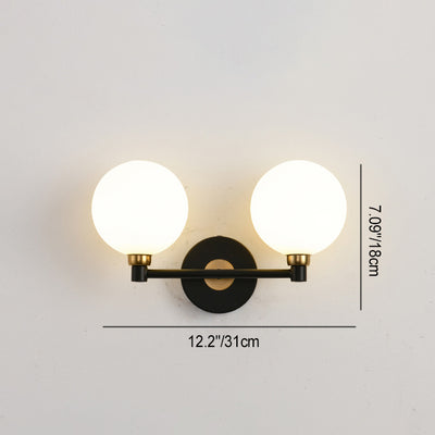 Applique murale minimaliste moderne – Lampe à globe en fer et verre à 2 lumières pour chambre 