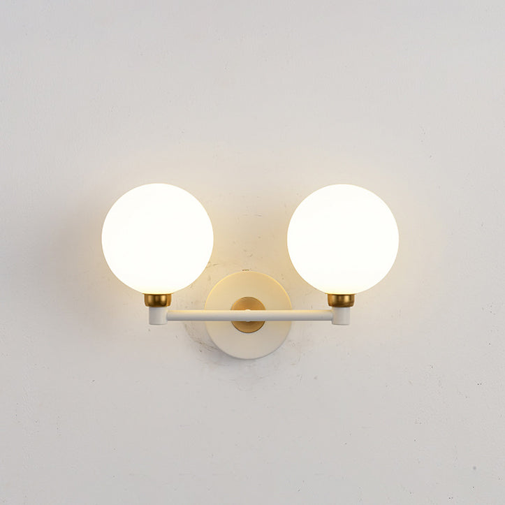 Applique murale minimaliste moderne – Lampe à globe en fer et verre à 2 lumières pour chambre 
