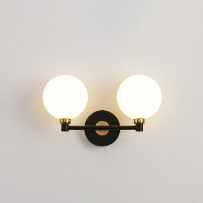 Applique murale minimaliste moderne – Lampe à globe en fer et verre à 2 lumières pour chambre 