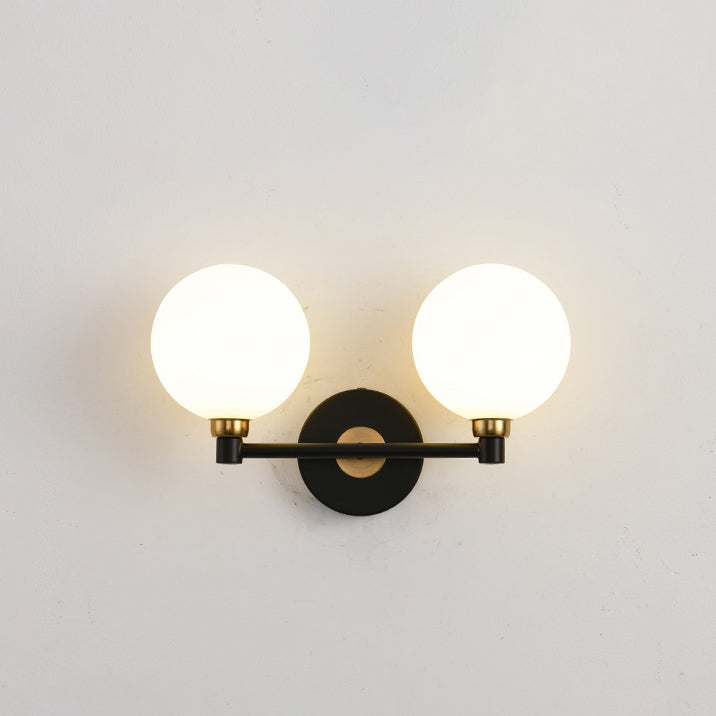 Applique murale minimaliste moderne – Lampe à globe en fer et verre à 2 lumières pour chambre 
