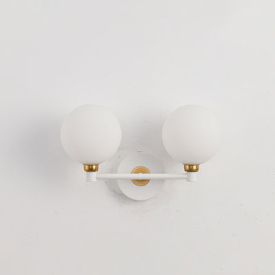 Applique murale minimaliste moderne – Lampe à globe en fer et verre à 2 lumières pour chambre 