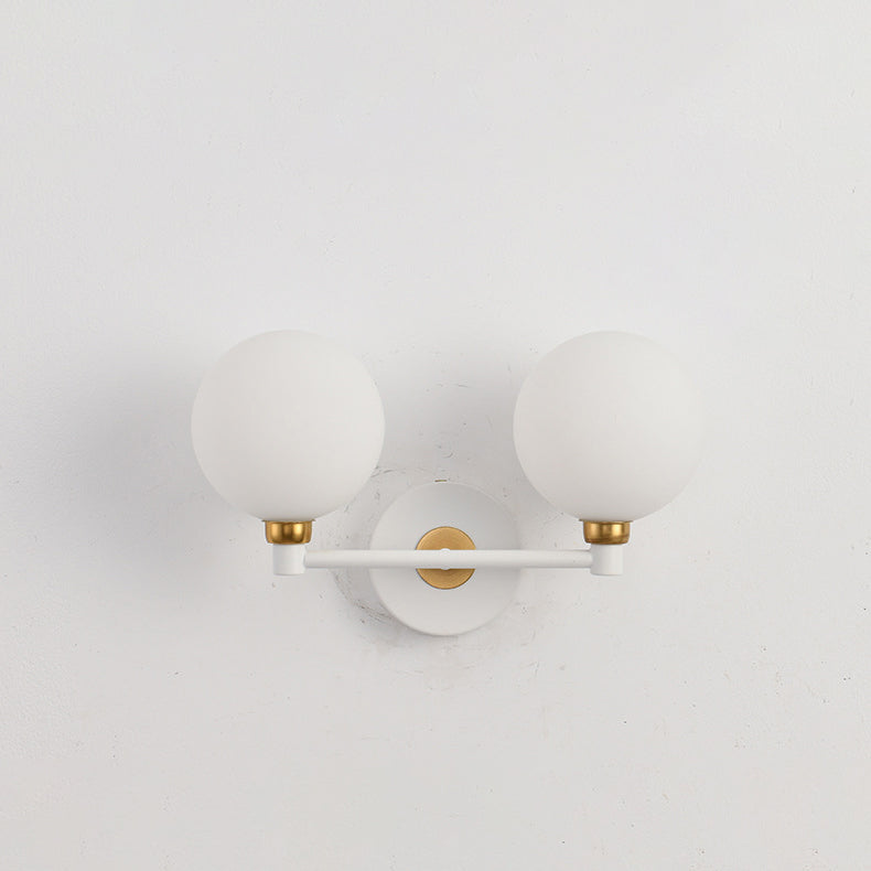 Applique murale minimaliste moderne – Lampe à globe en fer et verre à 2 lumières pour chambre 