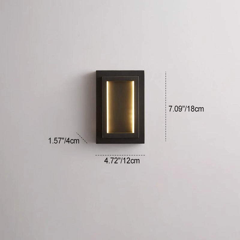 モダンミニマリストウォールスコンス – ベッドルーム用長方形銅製LEDランプ 