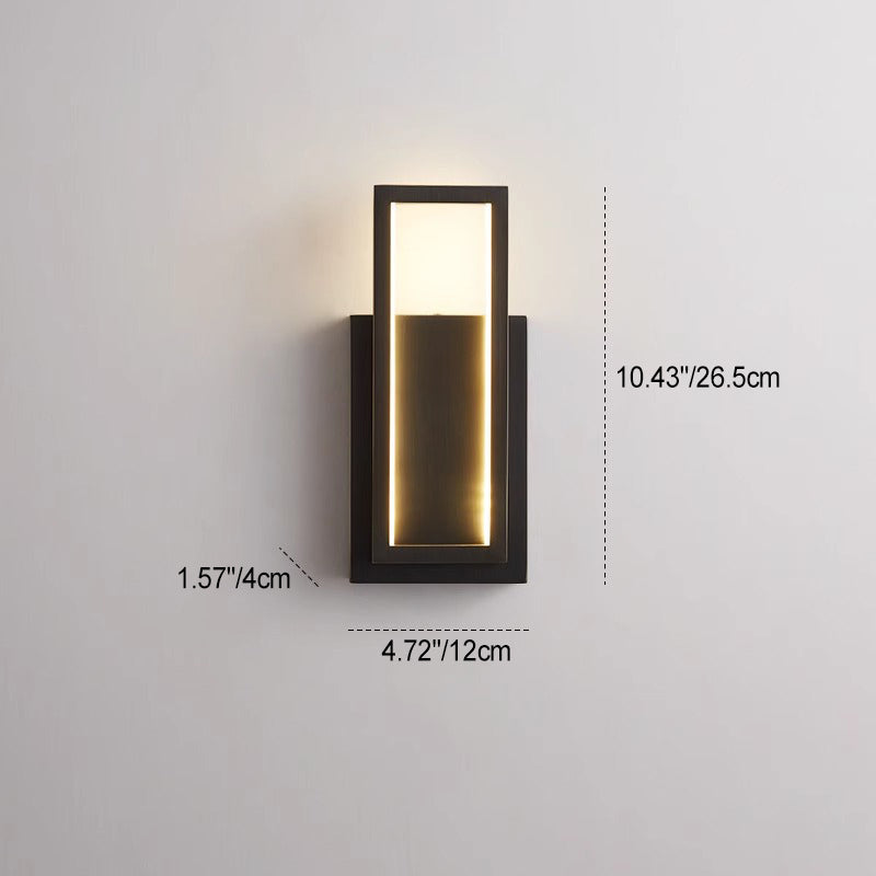 モダンミニマリストウォールスコンス – ベッドルーム用長方形銅製LEDランプ 