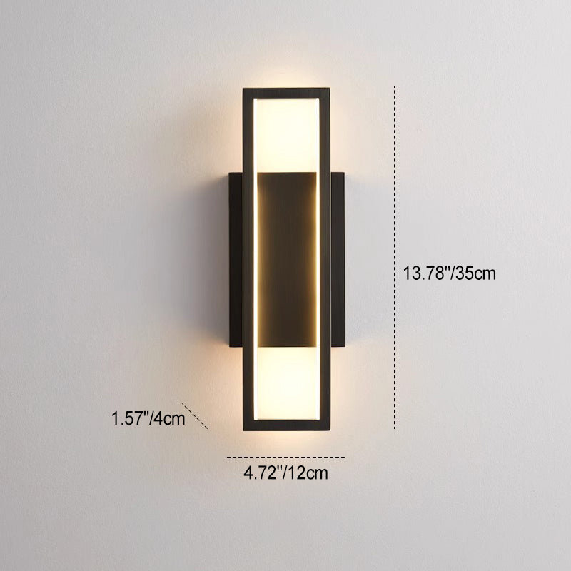 モダンミニマリストウォールスコンス – ベッドルーム用長方形銅製LEDランプ 
