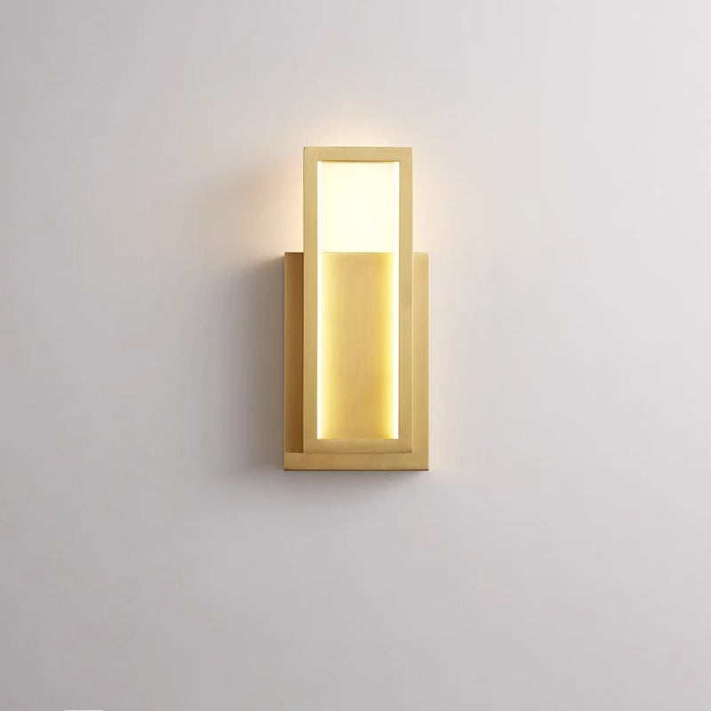 モダンミニマリストウォールスコンス – ベッドルーム用長方形銅製LEDランプ 