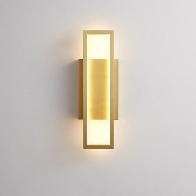 モダンミニマリストウォールスコンス – ベッドルーム用長方形銅製LEDランプ 