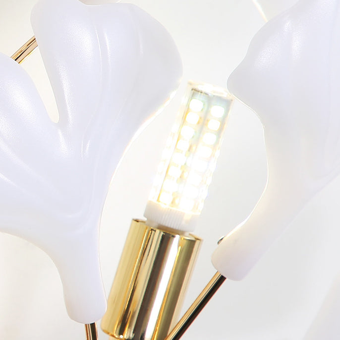 Modern Art Deco Wall Sconce – 2/3-Light Iron & Ceramic Ginkgo Biloba Lamp for Bedroom