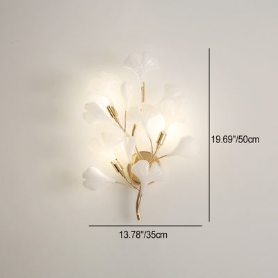 Modern Art Deco Wall Sconce – 2/3-Light Iron & Ceramic Ginkgo Biloba Lamp for Bedroom