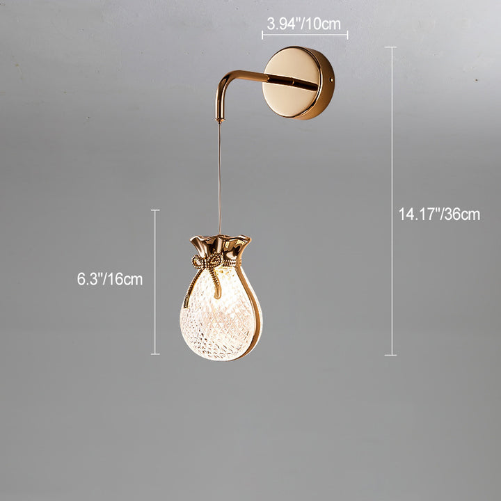 Aplique de pared creativo contemporáneo – Lámpara de bolso de hierro y acrílico de 1 luz para dormitorio 