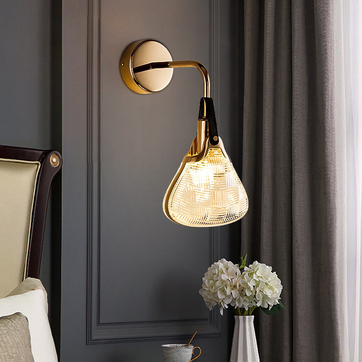 Aplique de pared creativo contemporáneo – Lámpara de bolso de hierro y acrílico de 1 luz para dormitorio 