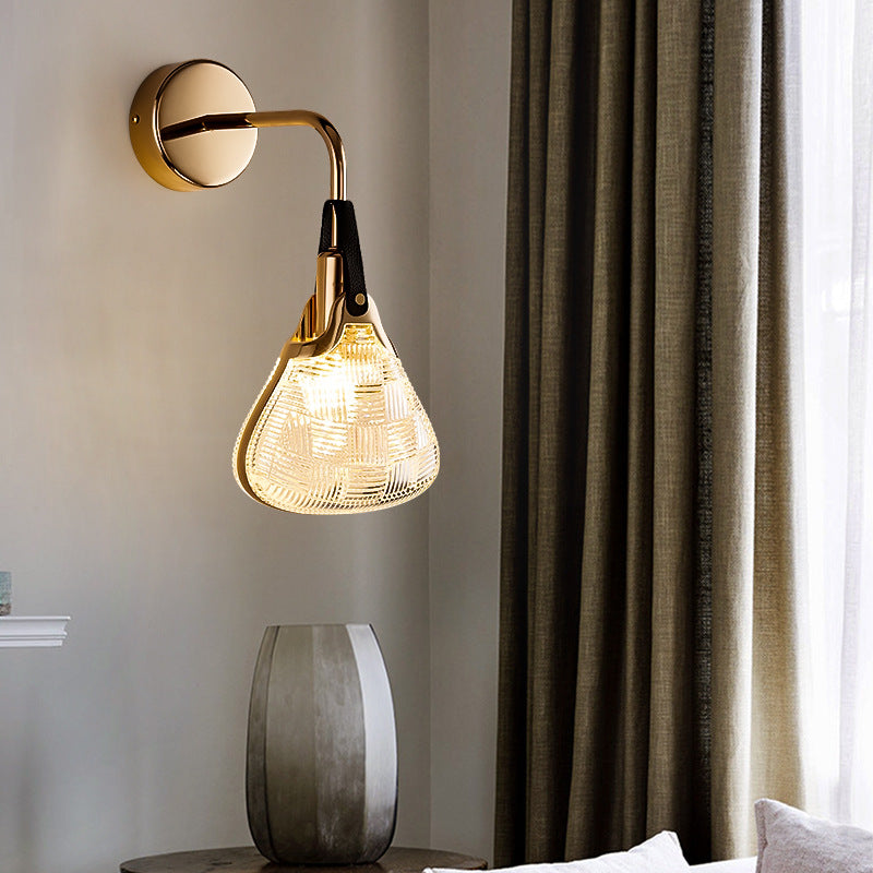 Aplique de pared creativo contemporáneo – Lámpara de bolso de hierro y acrílico de 1 luz para dormitorio 