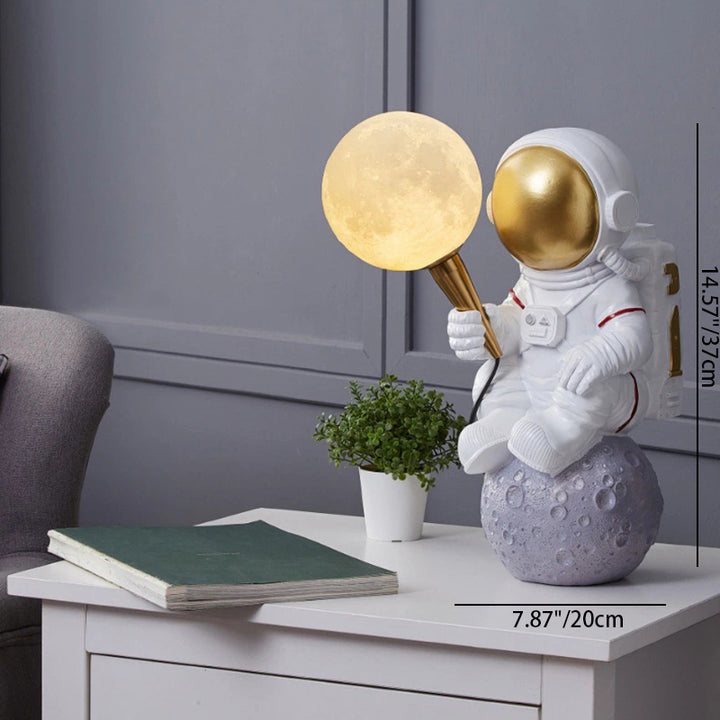 Lampe de Table pour Enfants Créative – Lampe Résine Astronaute Dessin Animé à 1 Lumière pour Chambre 