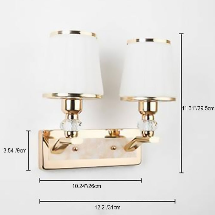 Applique murale nordique contemporaine – Lampe effilée en fer et verre à 1/2 lumière avec cristal pour salon 