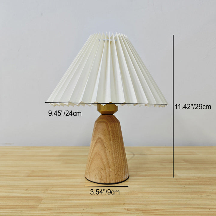 Modern Simplicity Table Lamp – 1-Light Cone Solid Wood & Fabric Lamp for Bedroom