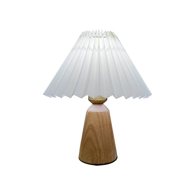 Modern Simplicity Table Lamp – 1-Light Cone Solid Wood & Fabric Lamp for Bedroom