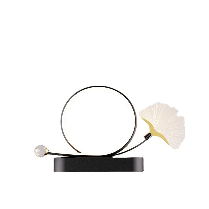 Applique murale créative contemporaine – Lampe LED Ginkgo Biloba en cercle en fer et acrylique pour chambre à coucher 