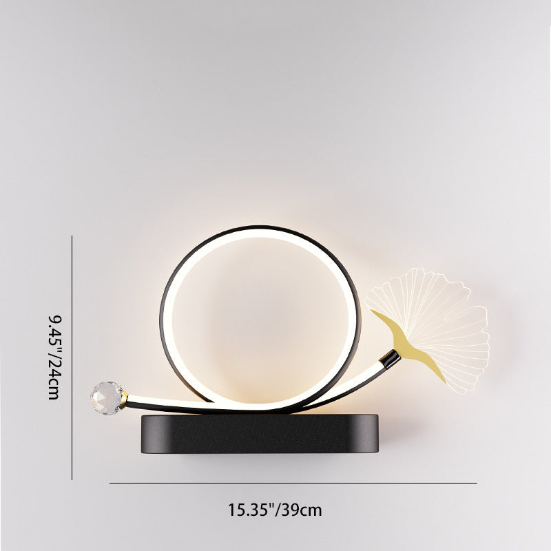 Applique murale créative contemporaine – Lampe LED Ginkgo Biloba en cercle en fer et acrylique pour chambre à coucher 