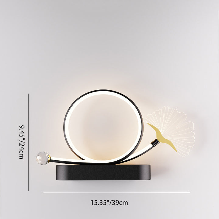 Applique murale créative contemporaine – Lampe LED Ginkgo Biloba en cercle en fer et acrylique pour chambre à coucher 