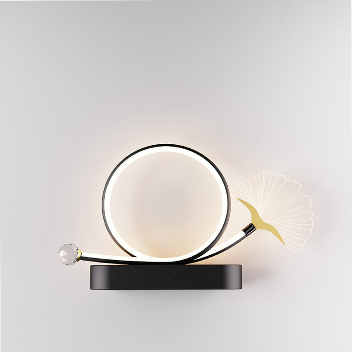 Applique murale créative contemporaine – Lampe LED Ginkgo Biloba en cercle en fer et acrylique pour chambre à coucher 