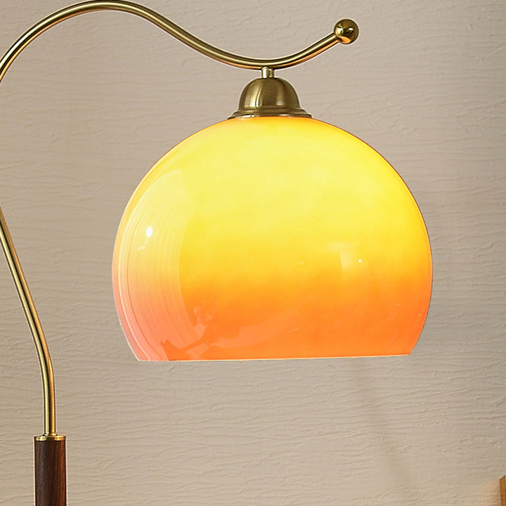 Lampe de sol traditionnelle française en métal, bois massif et verre à 1 lumière pour salon 