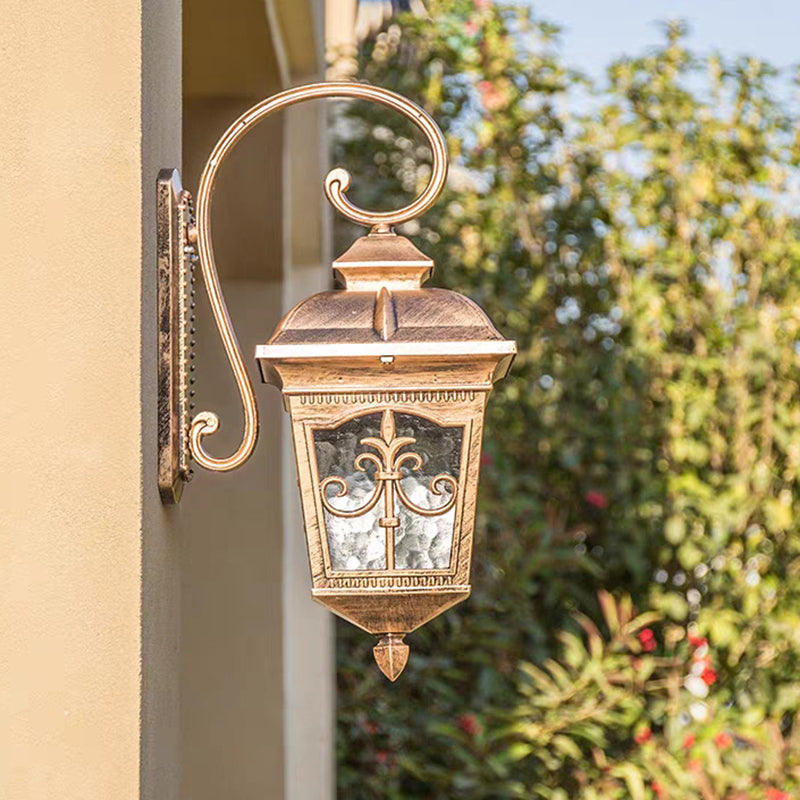 Traditionelle europäische wasserdichte quadratische Aluminium-Glas-Wandleuchte mit 1 Licht für die Außenveranda 