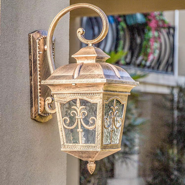 Traditionelle europäische wasserdichte quadratische Aluminium-Glas-Wandleuchte mit 1 Licht für die Außenveranda 