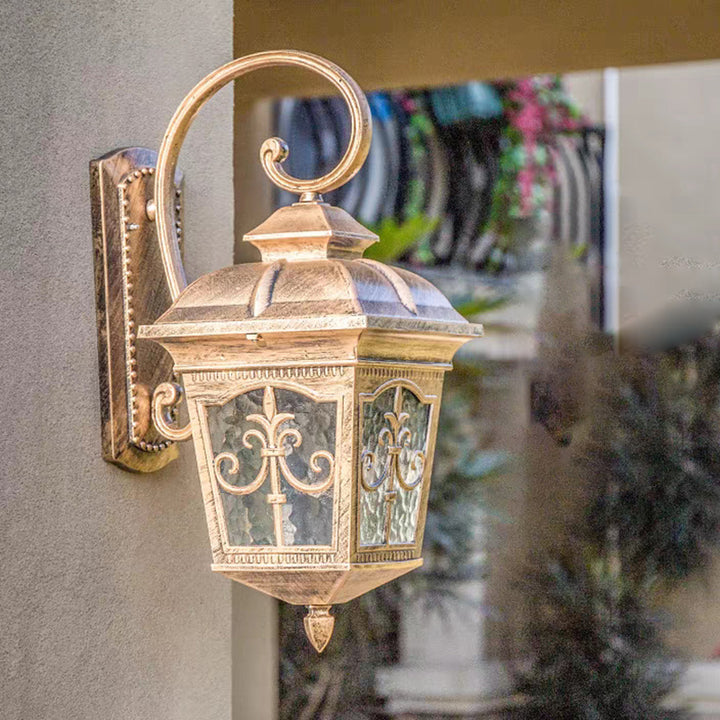 Traditionelle europäische wasserdichte quadratische Aluminium-Glas-Wandleuchte mit 1 Licht für die Außenveranda 