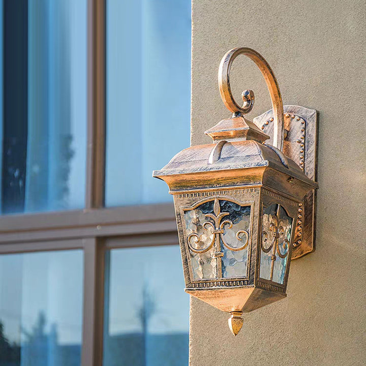 Traditionelle europäische wasserdichte quadratische Aluminium-Glas-Wandleuchte mit 1 Licht für die Außenveranda 