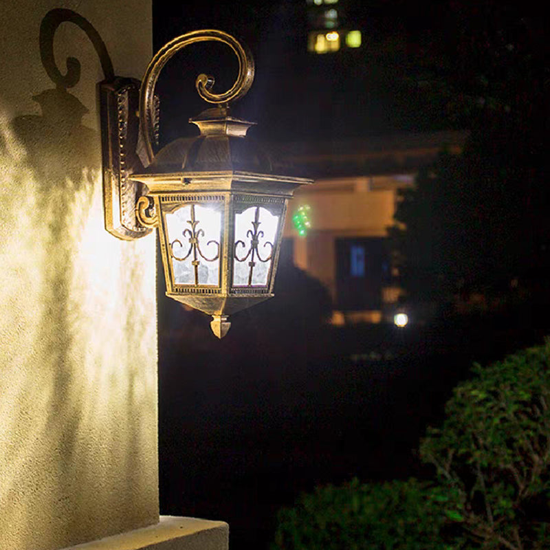Traditionelle europäische wasserdichte quadratische Aluminium-Glas-Wandleuchte mit 1 Licht für die Außenveranda 