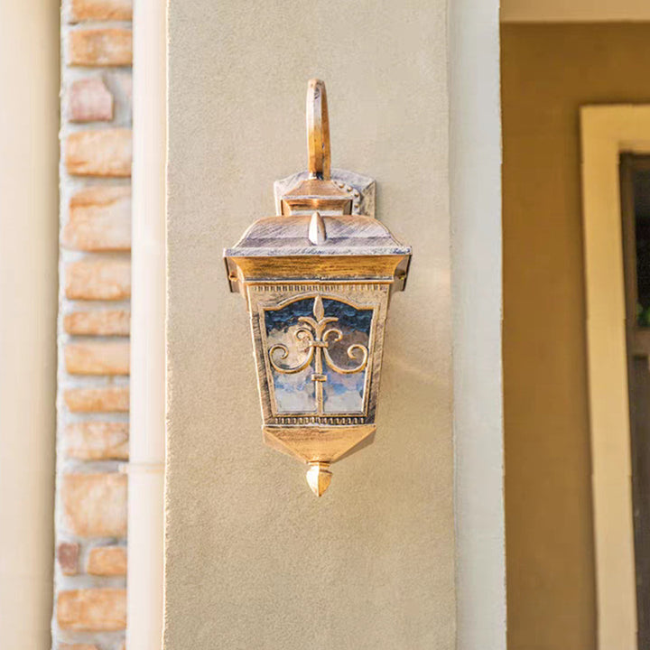 Traditionelle europäische wasserdichte quadratische Aluminium-Glas-Wandleuchte mit 1 Licht für die Außenveranda 