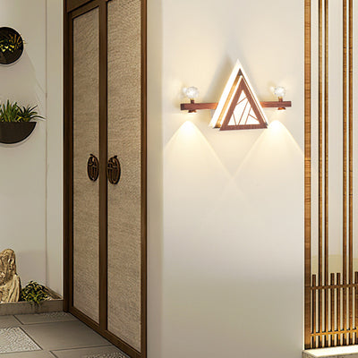 Applique murale LED en acrylique cristal de fer triangulaire chinois traditionnel pour chambre 