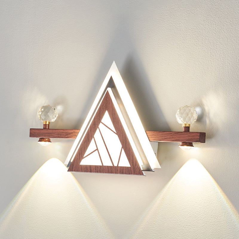 Applique murale LED en acrylique cristal de fer triangulaire chinois traditionnel pour chambre 