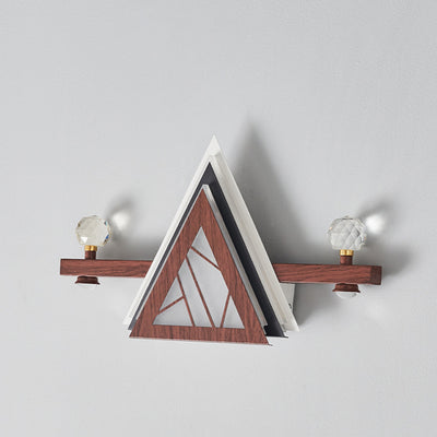 Applique murale LED en acrylique cristal de fer triangulaire chinois traditionnel pour chambre 