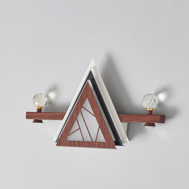 Applique murale LED en acrylique cristal de fer triangulaire chinois traditionnel pour chambre 