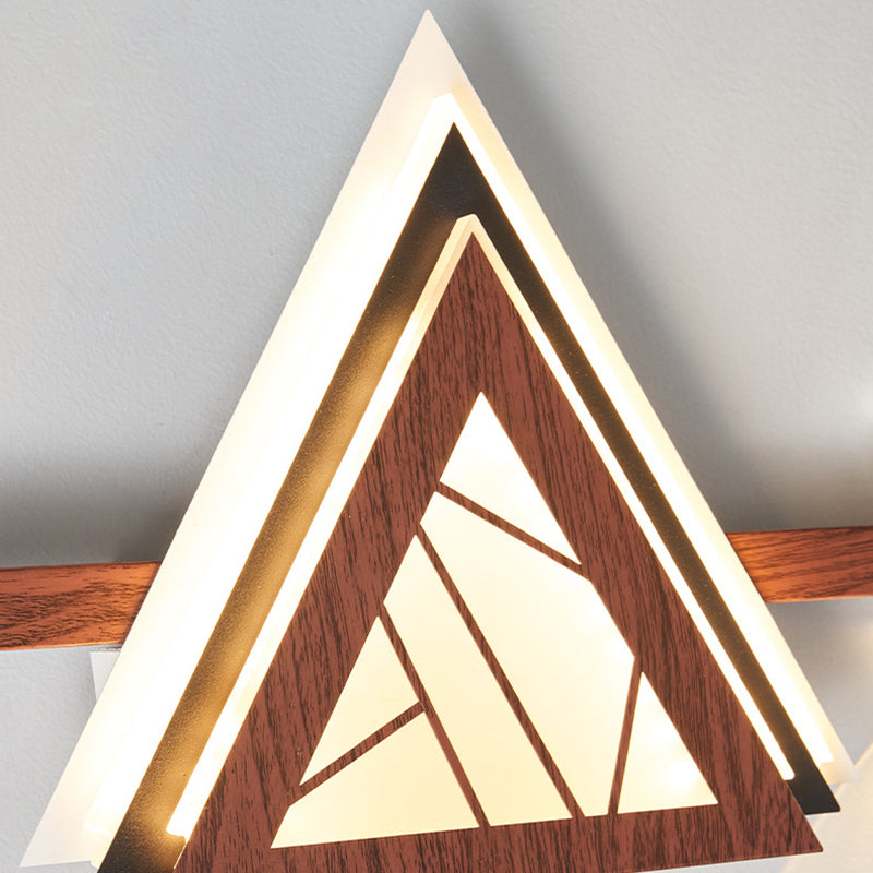 Applique murale LED en acrylique cristal de fer triangulaire chinois traditionnel pour chambre 