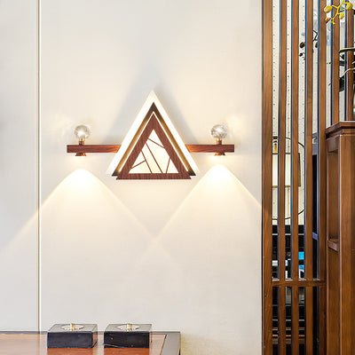 Applique murale LED en acrylique cristal de fer triangulaire chinois traditionnel pour chambre 