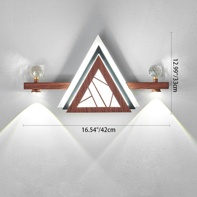 Applique murale LED en acrylique cristal de fer triangulaire chinois traditionnel pour chambre 