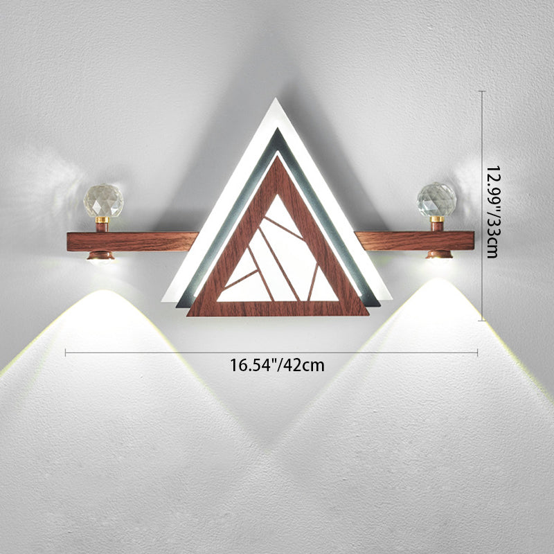 Applique murale LED en acrylique cristal de fer triangulaire chinois traditionnel pour chambre 