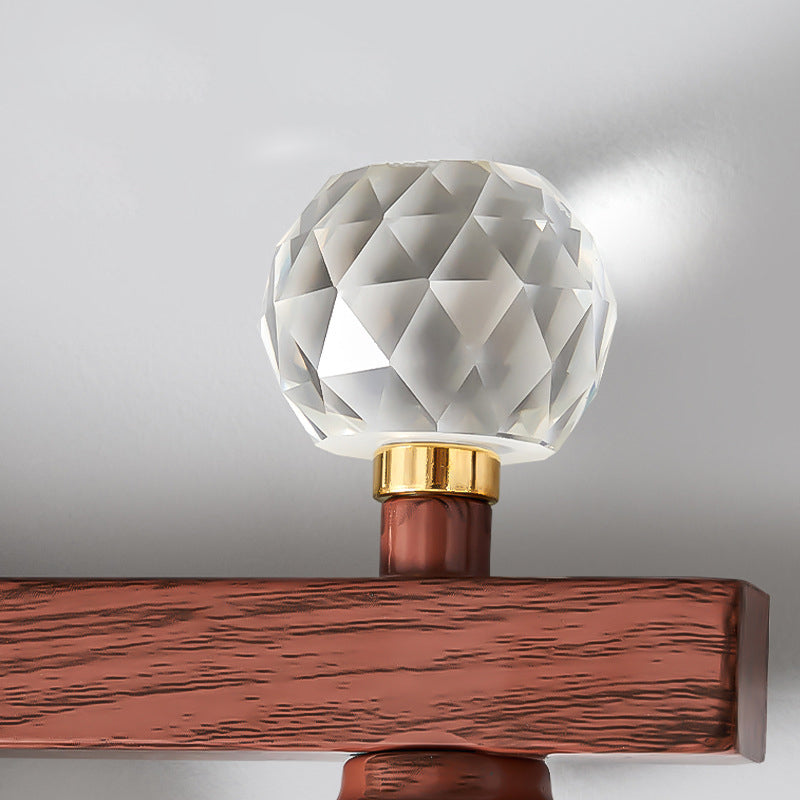 Applique murale LED en acrylique cristal de fer triangulaire chinois traditionnel pour chambre 