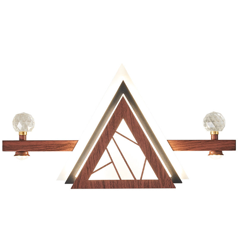 Applique murale LED en acrylique cristal de fer triangulaire chinois traditionnel pour chambre 