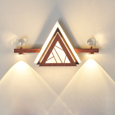 Applique murale LED en acrylique cristal de fer triangulaire chinois traditionnel pour chambre 