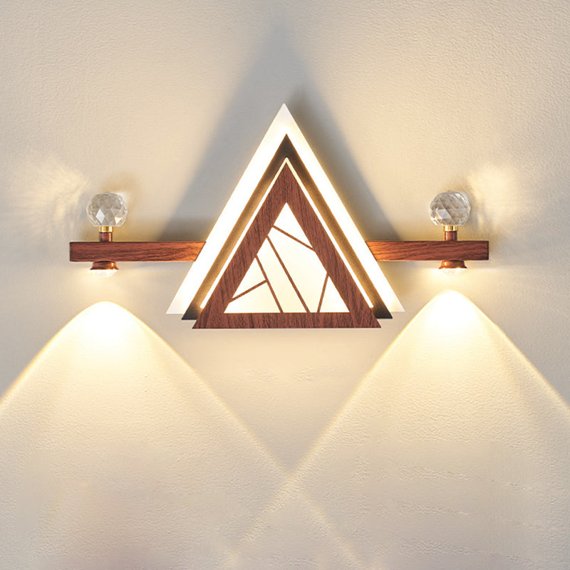 Applique murale LED en acrylique cristal de fer triangulaire chinois traditionnel pour chambre 