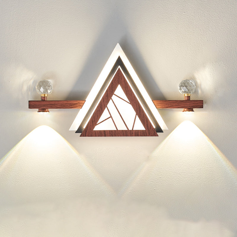 Applique murale LED en acrylique cristal de fer triangulaire chinois traditionnel pour chambre 