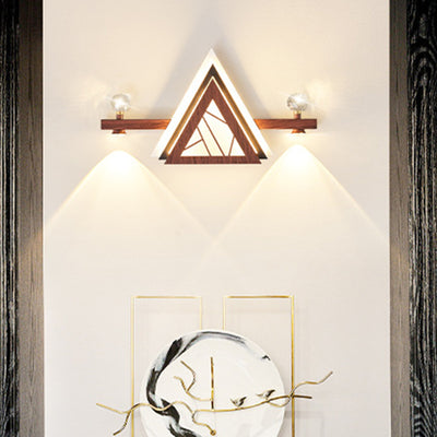 Applique murale LED en acrylique cristal de fer triangulaire chinois traditionnel pour chambre 